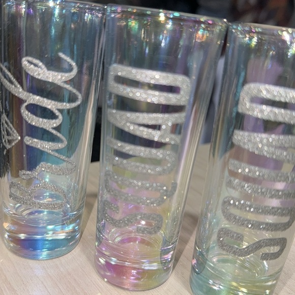 Bachelorette shot glasses set NEW‎ sparkle hologram glass set of 3 party time - Picture 3 of 4